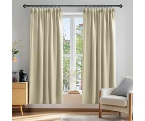 Deconovo Cortinas Dormitorio Moderno Fruncidas Blackout Curtain Suave para Ventanas de Habitación Juvenil con Bolsillos Juego de 2 Paneles 168 x 183 cm Beige Oscuro