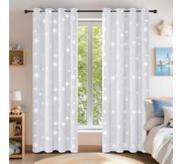 Deconovo Cortinas Dormitorio Moderno Suave para Ventanas de Habitación Infantiles Estrellas Plateada 140 x 260 cm Gris Perla