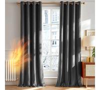 Deconovo Cortinas Elegantes de Interior de Terciopelo - Juego de 2 Paneles Modernos con Ojales, Decorativas para Ventanas de Dormitorio, Salón y Estancia, 140×229 CM, Gris