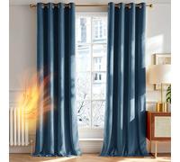 Deconovo Cortinas Elegantes de Interior de Terciopelo - Juego de 2 Paneles Modernos con Ojales, Decorativas para Ventanas de Dormitorio, Salón y Estancia, 140×214 CM, Gris Azulado