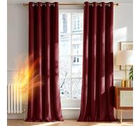 Deconovo Cortinas Elegantes de Interior de Terciopelo - Juego de 2 Paneles Modernos con Ojales, Decorativas para Ventanas de Dormitorio, Salón y Estancia, 140×260 CM, Burdeos