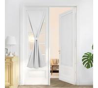 Deconovo Cortinas Opacas 100% Térmicas Aislantes Frío y Calor Efecto Lino - Juego de 2 Paneles con Bolsillo para Varilla, 70x150 cm, Blanquecino, para Cocina, Baño, Dormitorio y Oficina