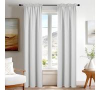 Deconovo Cortinas Opacas 100% Térmicas Aislantes Frío y Calor Efecto Lino - Juego de 2 Paneles con Bolsillo para Varilla, 70x220 cm, Blanquecino, para Cocina, Baño, Dormitorio y Oficina
