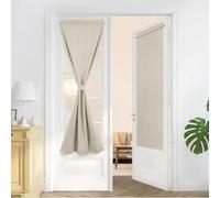 Deconovo Cortinas Opacas 100% Térmicas Aislantes Frío y Calor Efecto Lino - Juego de 2 Paneles con Bolsillo para Varilla, 70x150 cm, Beige, para Cocina, Baño, Dormitorio y Oficina