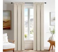 Deconovo Cortinas Opacas 100% Térmicas Aislantes Frío y Calor Efecto Lino - Juego de 2 Paneles con Bolsillo para Varilla, 90x210 cm, Beige, para Cocina, Baño, Dormitorio y Oficina