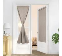 Deconovo Cortinas Opacas 100% Térmicas Aislantes Frío y Calor Efecto Lino - Juego de 2 Paneles con Bolsillo para Varilla, 70x120 cm, Caqui, para Cocina, Baño, Dormitorio y Oficina