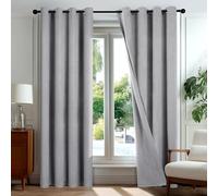 Deconovo Cortinas Opacas 100% Térmicas Efecto Lino con Anillas, Juego de 2 Paneles 140x240 cm, Gris - Aislantes Frío y Calor para Salón y Dormitorio