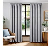 Deconovo Cortinas Opacas 100% Térmicas Efecto Lino con Cinta Fruncidora, Juego de 2 Paneles 140x220 cm, Gris - Aislantes Frío y Calor para Salón y Dormitorio