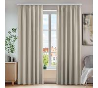 Deconovo Cortinas Opacas antiruit con Cinta Fruncida, 260 x 140 cm Alto x Ancho, Color Crema