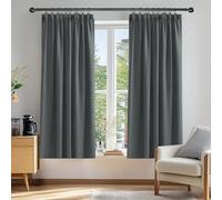 Deconovo Cortinas Opacas con Aislamiento Térmico para Sala de Estar Oficina Hotel Ventanas con Fruncido 2 Piezas 132x138cm Gris Oscuro