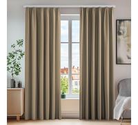 Deconovo Cortinas Opacas con Aislamiento Térmico para Sala de Estar Oficina Hotel Ventanas con Fruncido 2 Piezas 140x138cm Caqui