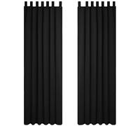 Deconovo Cortinas Opacas con Aislamiento Térmico para Sala de Estar Oficina Hotel Ventanas con Trabillas 2 Paneles 140 x 245 cm Negro
