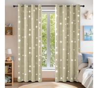 Deconovo Cortinas Opacas con Aislamiento Térmico para Sala de Estar Oficina Hotel Ventanas Infantiles Estrellas Plateada 140 x 260 cm Beige Oscuro
