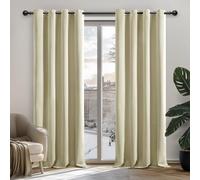 Deconovo Cortinas Opacas con Aislamiento térmico y antifrío, para salón o Dormitorio, diseño Moderno, con Ojales, 132 x 160 cm (Ancho x Alto), Beige Oscuro, 2 Unidades