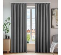 Deconovo Cortinas Opacas de Dormitorio Moderno Suave para Ventanas de Habitación Juvenil con Doradillas 2 Piezas 140x210cm Gris Claro