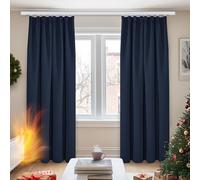 Deconovo Cortinas Opacas para Dormitorio Salon para Ganchos o Pase por la Barra, Cortinas Térmicas Aislantes Frio y Calor 2 Piezas, 140x245 cm, Azul Marino