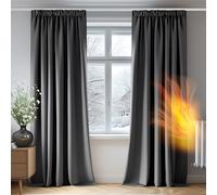 Deconovo Cortinas Opacas para Dormitorio Salon para Ganchos o Pase por la Barra, Cortinas Térmicas Aislantes Frio y Calor 2 Piezas, 140x175 cm, Gris Oscuro