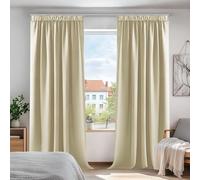 Deconovo Cortinas Opacas para Dormitorio Salon para Ganchos o Pase por la Barra, Cortinas Térmicas Aislantes Frio y Calor 2 Piezas, 140x210 cm, Beige Oscuro
