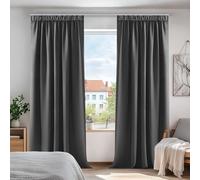 Deconovo Cortinas Opacas para Dormitorio Salon para Ganchos o Pase por la Barra, Cortinas Térmicas Aislantes Frio y Calor 2 Piezas, 140x180 cm, Gris Oscuro