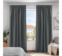 Deconovo Cortinas Opacas Térmicas, 2 Piezas, 140x245 cm, Gris Oscuro | Aislantes de Frío y Calor, Cinta Multifunción Tipo Fruncidora, Reducción de Luz y Privacidad para Dormitorio y Salón