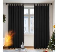 Deconovo Cortinas Opacas térmicas aislantes, 140 x 290 cm, 2 Piezas, Cortinas Modernas para salón Interior, con Trabillas, Color Negro