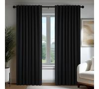 Deconovo Cortinas Opacas Térmicas Aislantes del Frío y del Calor para Ventanas, Cortinas para Salón y Dormitorio, 3 Modos de Montaje, 140 x 260 cm, Negro, 2 Paneles