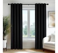 Deconovo Cortinas Opacas Térmicas Aislantes del Frío y del Calor para Ventanas, Cortinas para Salón y Dormitorio, 3 Modos de Montaje, 55 x 240 cm, Negro, 2 Paneles