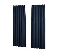 Deconovo Cortinas Opacas Térmicas Aislantes para Ventanas de Habiatción Fruncidas 2 Piezas 140x290cm Azul Marino