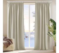 Deconovo Cortinas Opacas Térmicas para Dormitorio y Salón, 2 Piezas 140x175 cm, Cortinas Modernas con Cinta Fruncidora, Aislantes de Frío y Calor, Beige Claro, Oeko-Tex Standard 100
