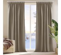 Deconovo Cortinas Opacas Térmicas para Dormitorio y Salón, 2 Piezas 140x180 cm, Cortinas Modernas con Cinta Fruncidora, Aislantes de Frío y Calor, Caqui, Oeko-Tex Standard 100