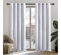 Deconovo Cortinas Opacas Térmicas para Dormitorio y Salón, 2 Piezas | 140x200 cm, Gris Perla, con Ojales, Aislantes de Frío y Calor, Reducción de Luz y Mayor Privacidad