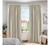 Deconovo Cortinas Opacas Térmicas para Dormitorio y Salón, 2 Piezas 140x210 cm, Cortinas Modernas con Cinta Fruncidora, Aislantes de Frío y Calor, Beige Claro, Oeko-Tex Standard 100