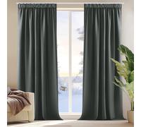 Deconovo Cortinas Opacas Térmicas para Dormitorio y Salón, 2 Piezas 140x210 cm, Cortinas Modernas con Cinta Fruncidora, Aislantes de Frío y Calor, Gris Oscuro, Oeko-Tex Standard 100