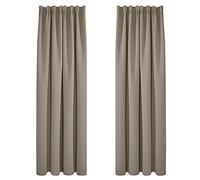 Deconovo Cortinas Opacas Térmicas para Dormitorio y Salón, 2 Piezas 140x245 cm, Cortinas Modernas con Cinta Fruncidora, Aislantes de Frío y Calor, Caqui, Oeko-Tex Standard 100