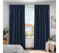 Deconovo Cortinas Opacas Térmicas para Dormitorio y Salón, 2 Piezas 140x260 cm, Cortinas Modernas con Cinta Fruncidora, Aislantes de Frío y Calor, Azul Marino, Oeko-Tex Standard 100