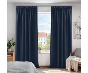 Deconovo Cortinas Opacas Térmicas para Dormitorio y Salón, 2 Piezas 140x260 cm, Cortinas Modernas con Cinta Fruncidora, Aislantes de Frío y Calor, Azul Marino, Oeko-Tex Standard 100
