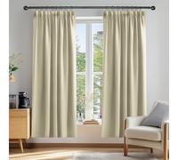 Deconovo Cortinas Opacas Térmicas para Dormitorio y Salón, 2 Piezas 168x183 cm, Cortinas Modernas con Cinta Fruncidora, Aislantes de Frío y Calor, Beige Oscuro, Oeko-Tex Standard 100