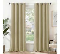 Deconovo Cortinas Opacas Térmicas para Dormitorio y Salón, 2 Piezas con Ojales, Aislamiento contra Frío y Calor y Reducción de Luz, Cortinas Modernas para Ventanas, Beige Oscuro, 117x229 cm