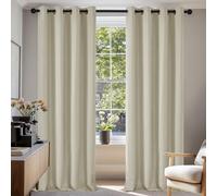Deconovo Cortinas Opacas Térmicas para Dormitorio y Salón, 2 Piezas con Ojales, Aislamiento contra Frío y Calor y Reducción de Luz, Cortinas Modernas para Ventanas, Beige Claro, 140x210 cm