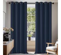 Deconovo Cortinas Opacas Térmicas para Dormitorio y Salón, 2 Piezas con Ojales, Aislamiento contra Frío y Calor y Reducción de Luz, Cortinas Modernas para Ventanas, Azul Marino, 140x180 cm