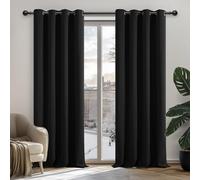 Deconovo Cortinas Opacas Térmicas para Dormitorio y Salón, 2 Piezas con Ojales, Aislamiento contra Frío y Calor y Reducción de Luz, Cortinas Modernas para Ventanas, Negro, 135x240 cm