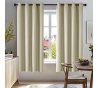 Deconovo Cortinas Opacas Térmicas para Dormitorio y Salón, 2 Piezas con Ojales, Aislamiento contra Frío y Calor y Reducción de Luz, Cortinas Modernas para Ventanas, Beige Oscuro, 140x175 cm