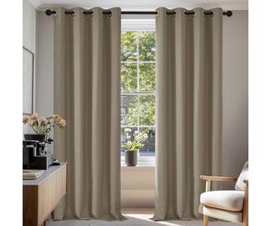 Deconovo Cortinas Opacas térmicas para el frío, diseño Moderno con Ojales, para Dormitorio Juvenil, 132 x 160 cm, Juego de 2 Unidades, Color Gris Topo