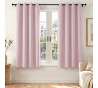 Deconovo Cortinas Opacas Térmicas para Salón y Dormitorio, Juego de 2 Cortinas Aislantes Frío y Calor con Ojales, Cortinas Oscurecedoras Modernas para Ventanas, 140x180 cm, Rosa Empolvado