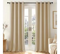 Deconovo Cortinas Opacas Térmicas para Salón y Dormitorio, Juego de 2 Cortinas Aislantes Frío y Calor con Ojales, Cortinas Oscurecedoras Modernas para Ventanas, 140x260 cm, Beige Arena