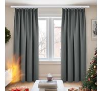 Deconovo Cortinas Termicas Aislantes Dormitorio Decoración Ventanas para Habitacion Moderna con Doradillas 2 Piezas 140x210cm Gris Oscuro