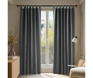 Deconovo Cortinas Termicas Aislantes Dormitorio Moderno Decoración para Ventanas Habitacion Moderna con Trabillas 2 Paneles 140 x 175 cm Gris Oscuro