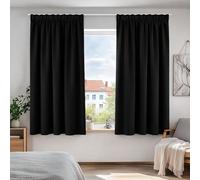 Deconovo Cortinas Térmicas Aislantes Frio y Calor para Dormitorio Matrimonio Salón Hotel Casa Exterior con Fruncido 2 Piezas 132x138cm Negro