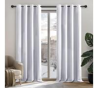 Deconovo Cortinas térmicas para Interiores, Opacas y aislantes, para Dormitorio, Color Liso, 2 Unidades, con Ojales, 132 x 214 cm (Ancho x Alto), Gris Perla
