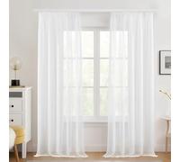 Deconovo Cortinas Transparentes y Decorativas para Interiores con Cinta Rizada, Cortinas Voile Ligeras y Modernas para Dormitorio, Sala de Estar, Ventanas, 140×229 CM, Blanco, 2 Paneles